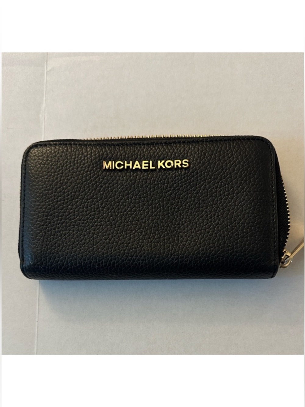 Michael Kors Black Pebble Leather Zip Wallet